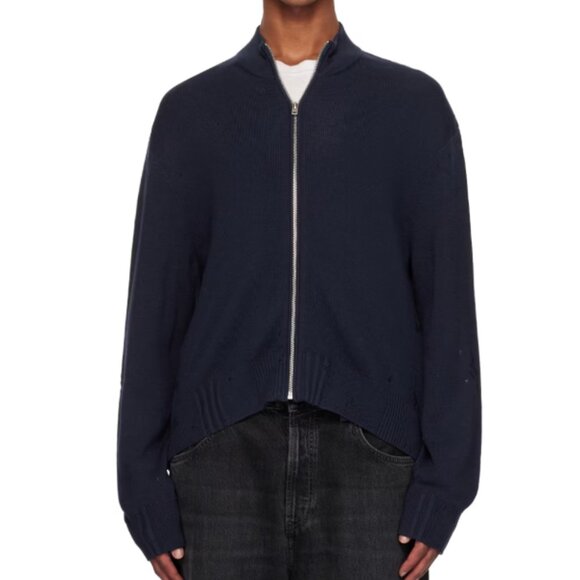 BNWT AW24 ACNE STUDIOS DISTRESSED ZIP CARDIGAN L - Picture 1 of 12